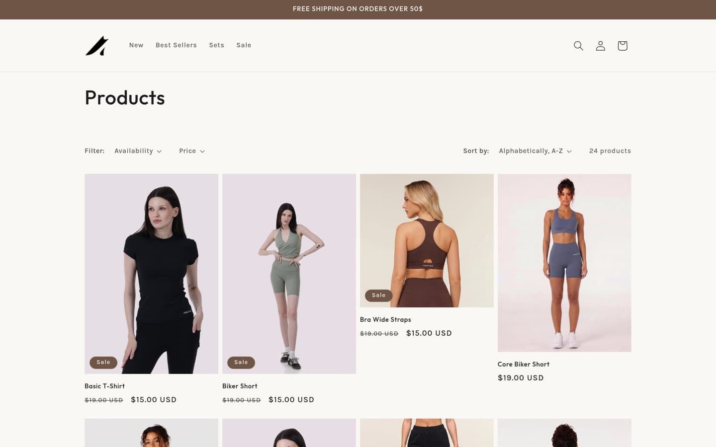 Athletique products page