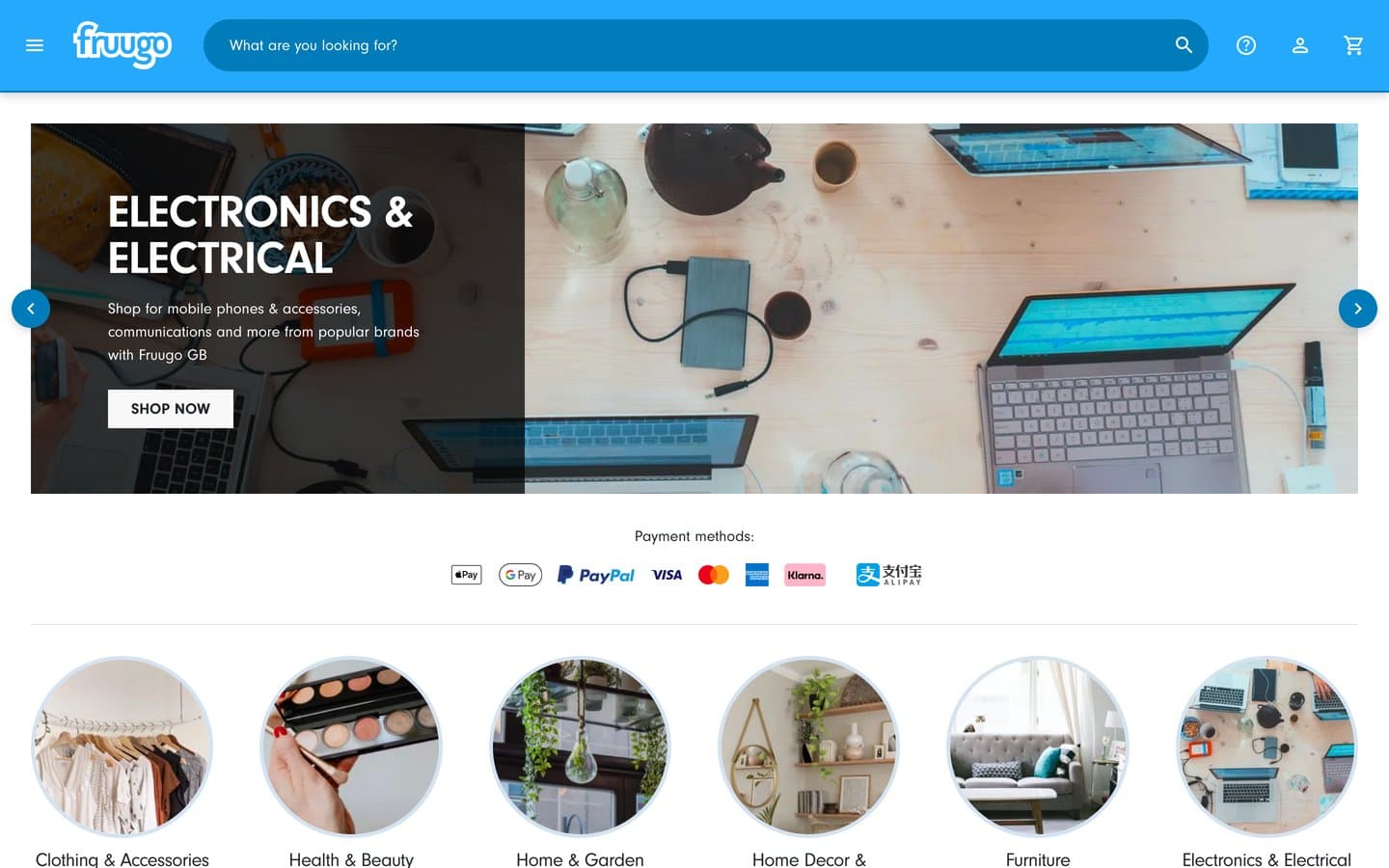 Fruugo home page