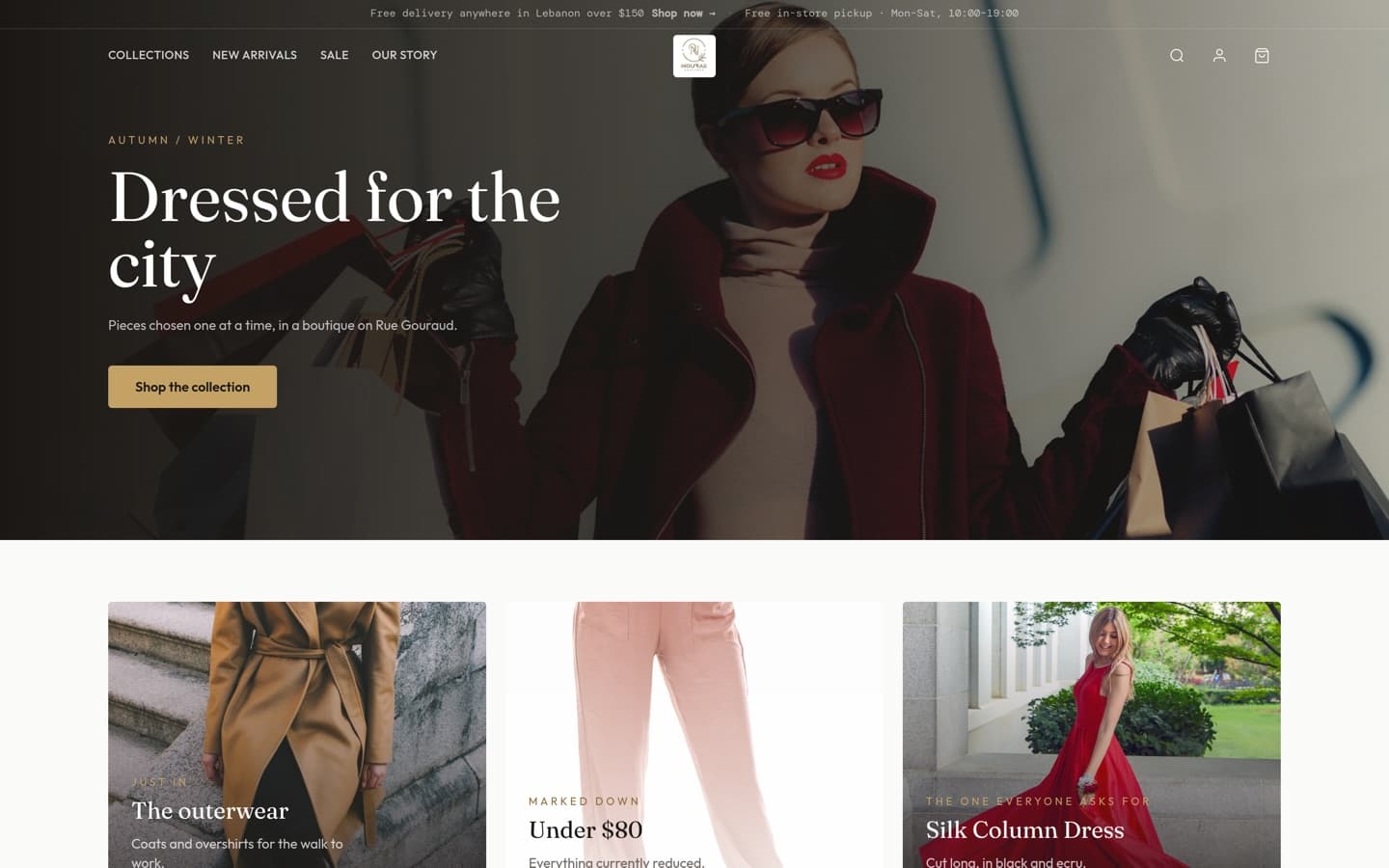 Nouraii storefront home page